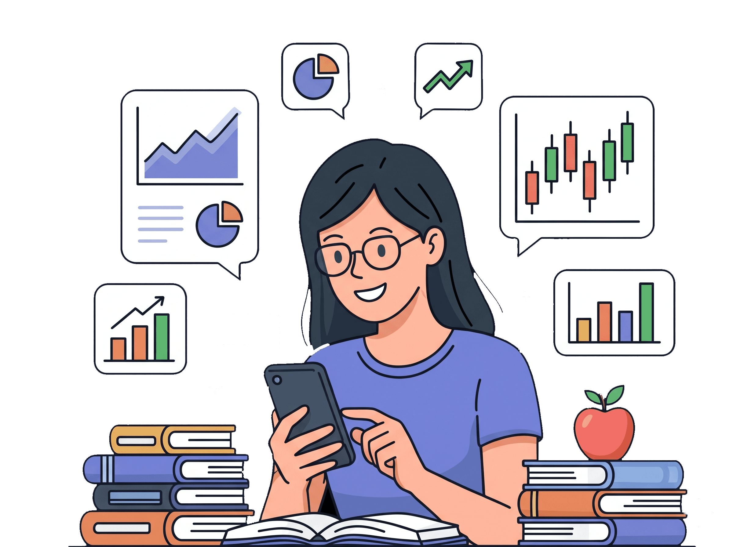 Student learning with financial charts